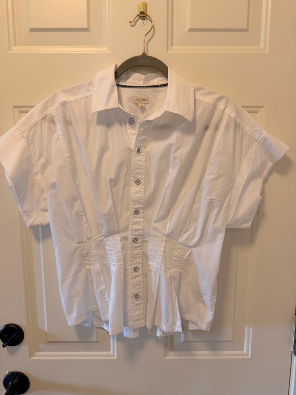 Pilcro White Short Sleeve Button-Down Shirt
